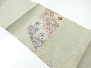 手織り紬花模様織出し名古屋帯